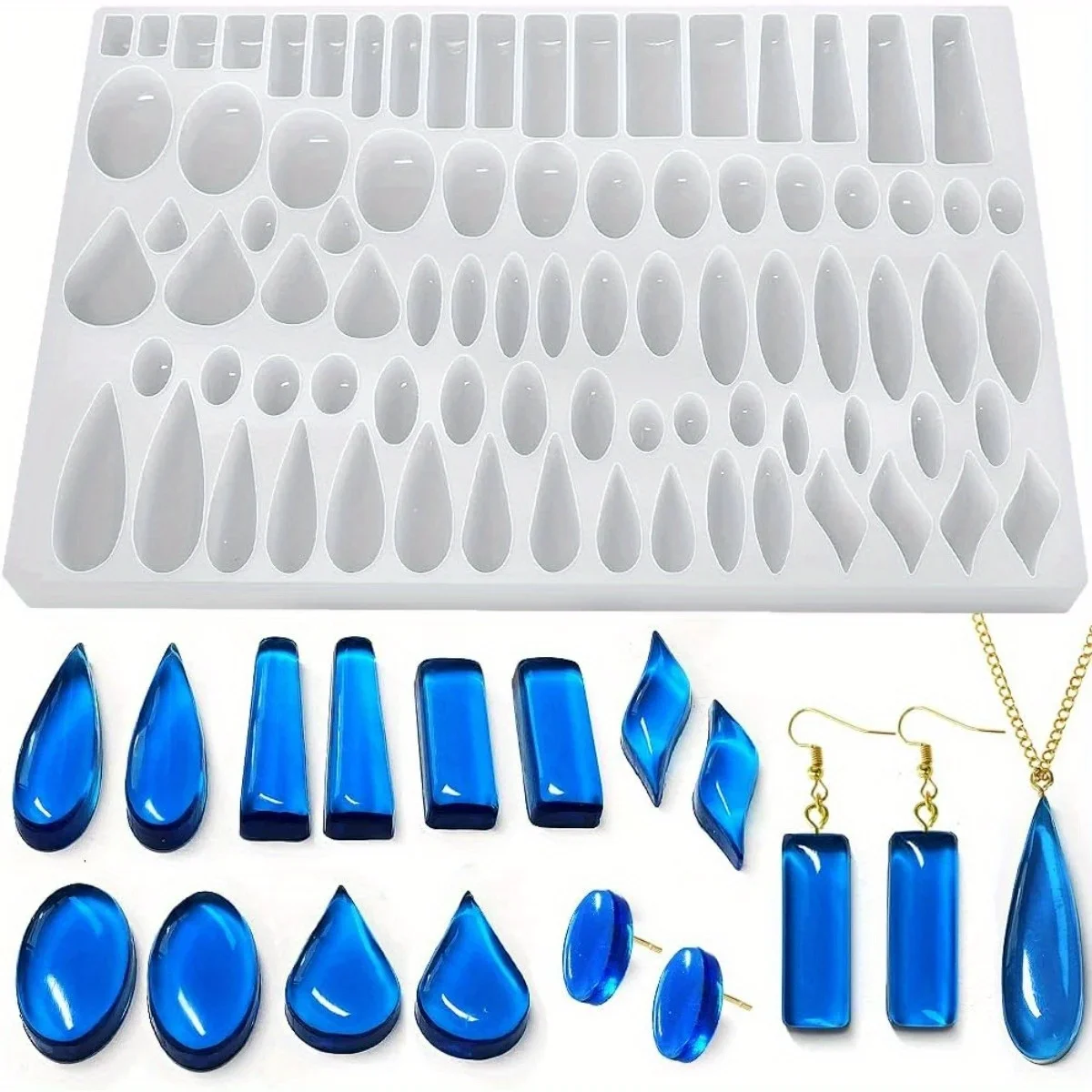 Jewelry Making Mold - 41 Eşleştirilmiş Şekilli Saplama Küpe Silikon