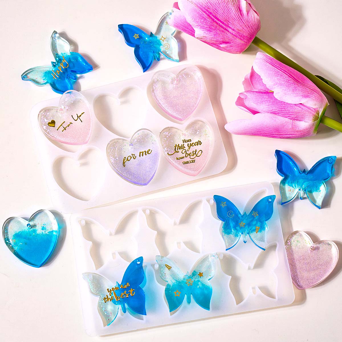 Jewelry Making Mold - Altı delikli delikli küpe silikon kalıp